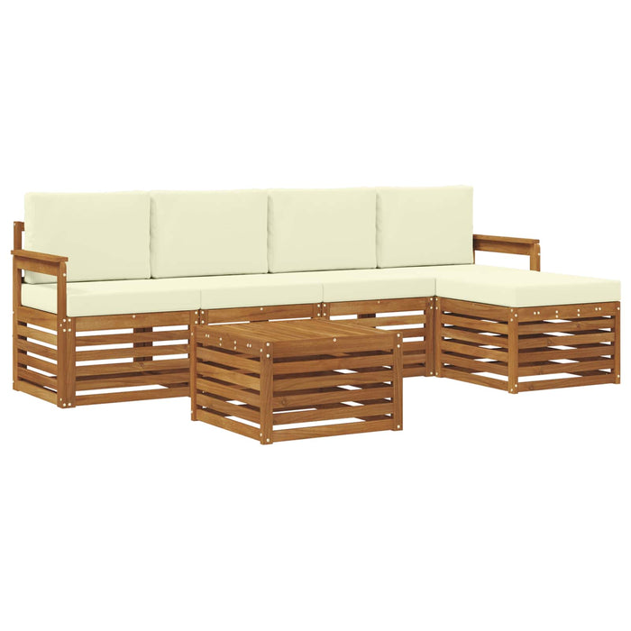 Seturi de canapele 6 pcs Natural și Crem Lemn Solid de Acacia - WALTI WALTI