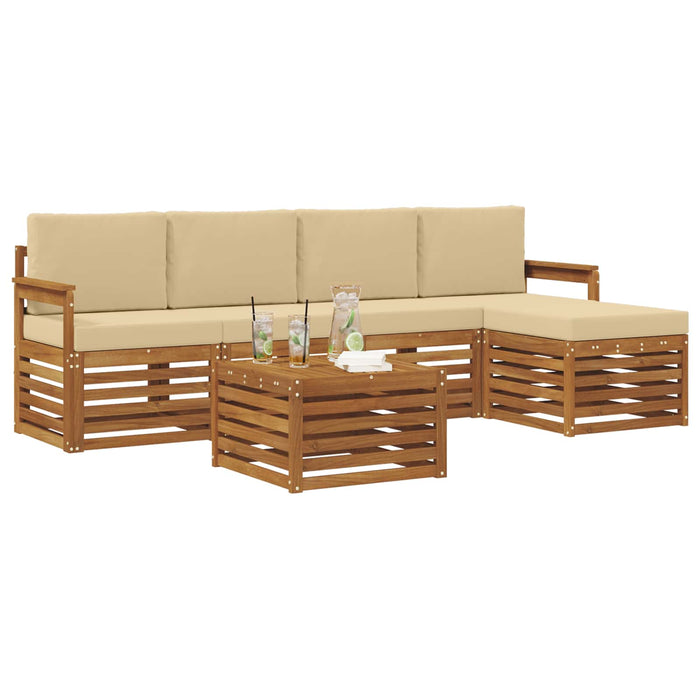Seturi de canapele 6 pcs Natural și Bej Lemn Solid de Acacia - WALTI WALTI
