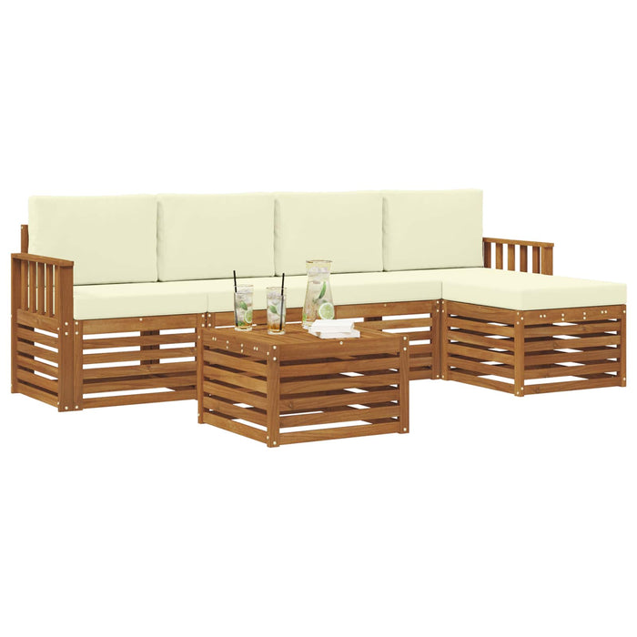 Seturi de canapele 6 pcs Natural și Crem Lemn Solid de Acacia - WALTI WALTI