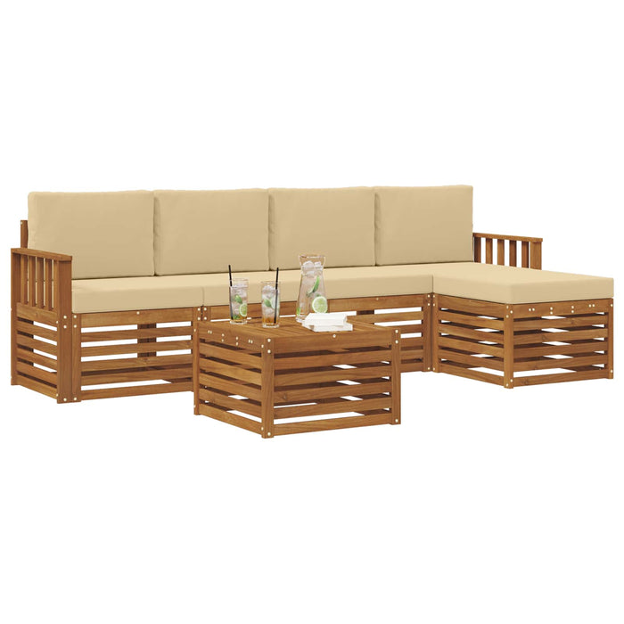 Seturi de canapele 6 pcs Natural și Bej Lemn Solid de Acacia - WALTI WALTI