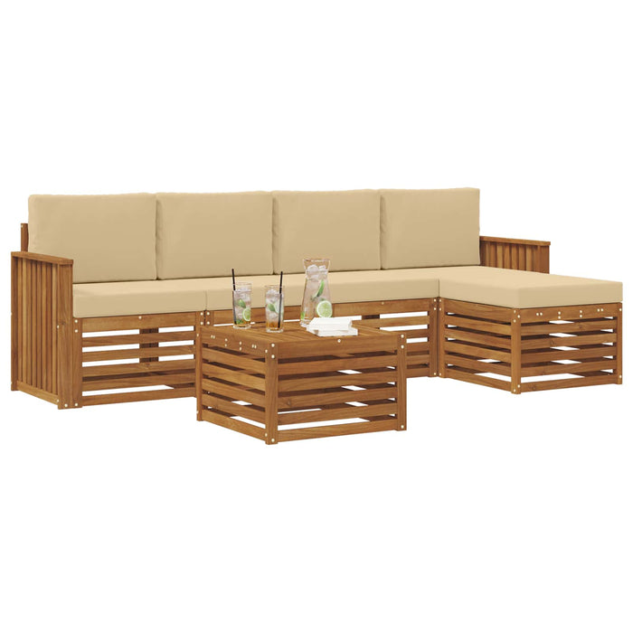 Seturi de canapele 6 pcs Natural și Bej Lemn Solid de Acacia - WALTI WALTI