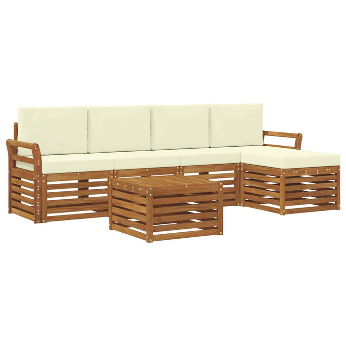 Seturi de canapele 6 pcs Natural și Crem Lemn Solid de Acacia - WALTI WALTI