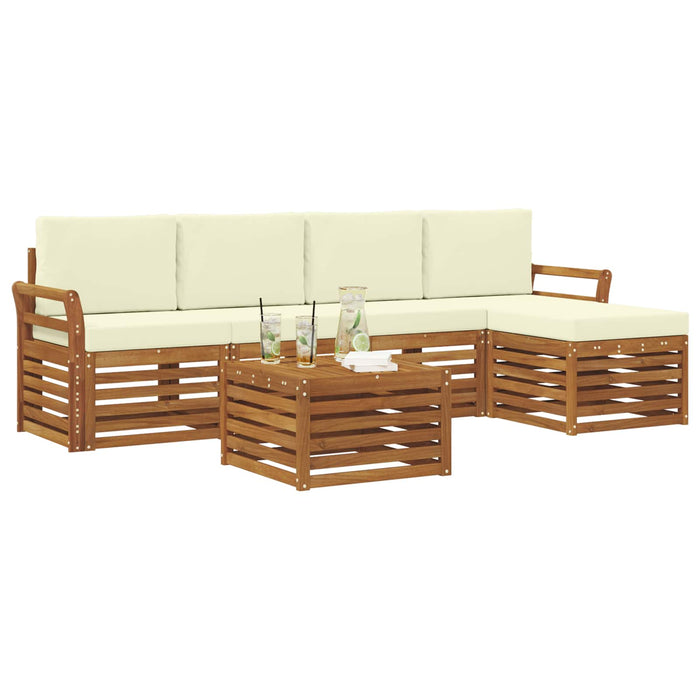 Seturi de canapele 6 pcs Natural și Crem Lemn Solid de Acacia - WALTI WALTI