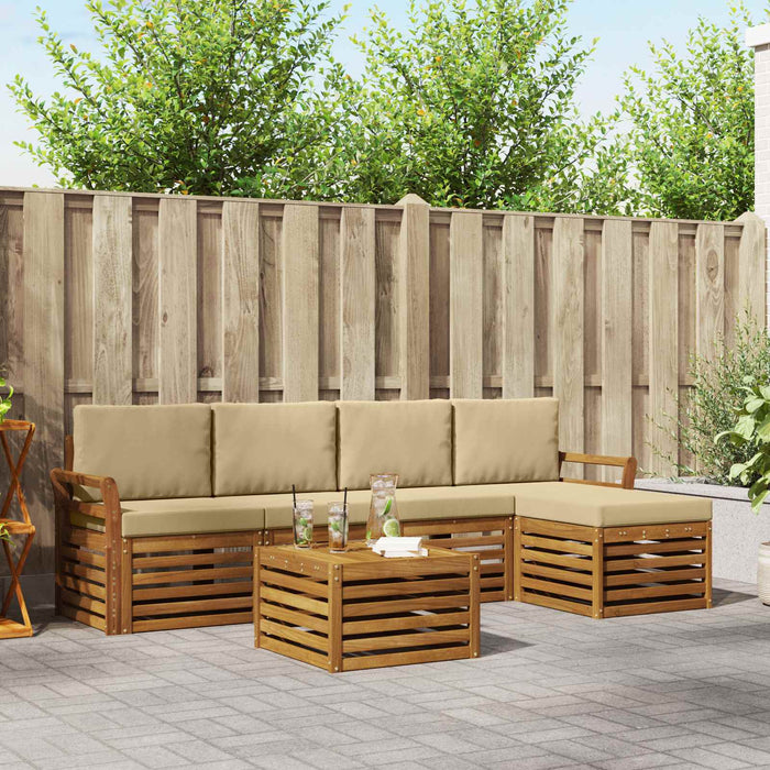 Seturi de canapele 6 pcs Natural și Bej Lemn Solid de Acacia - WALTI WALTI