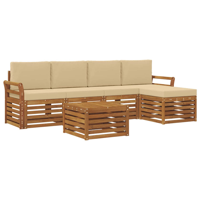 Seturi de canapele 6 pcs Natural și Bej Lemn Solid de Acacia - WALTI WALTI