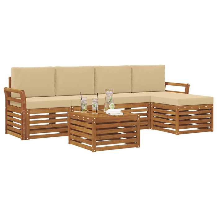 Seturi de canapele 6 pcs Natural și Bej Lemn Solid de Acacia - WALTI WALTI