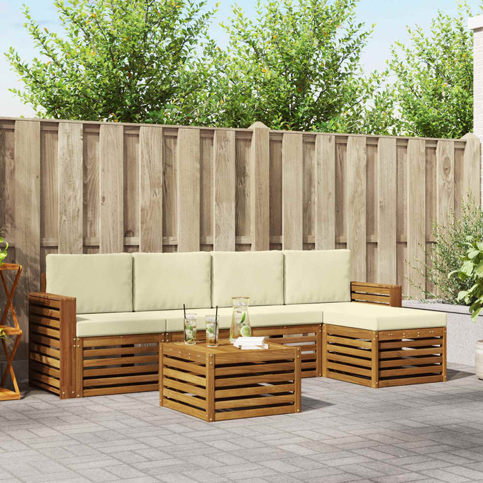 Seturi de canapele 6 pcs Natural și Crem Lemn Solid de Acacia - WALTI WALTI