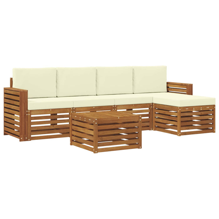 Seturi de canapele 6 pcs Natural și Crem Lemn Solid de Acacia - WALTI WALTI