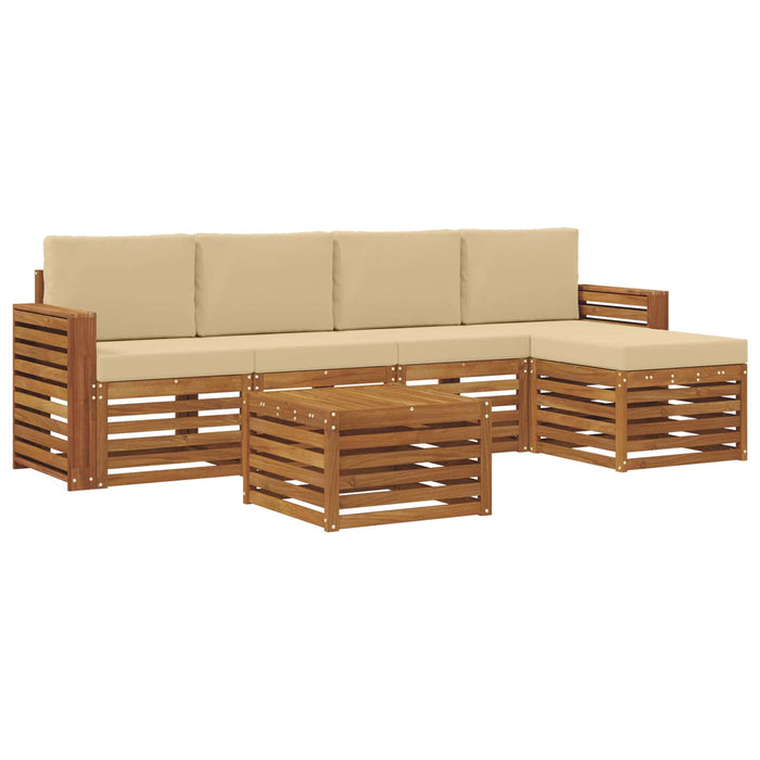 Seturi de canapele 6 pcs Natural și Bej Lemn Solid de Acacia - WALTI WALTI