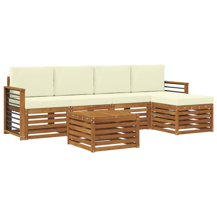 Seturi de canapele 6 pcs Natural și Crem Lemn Solid de Acacia - WALTI WALTI