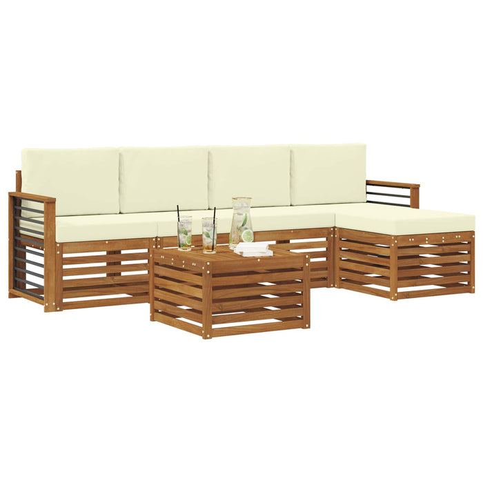 Seturi de canapele 6 pcs Natural și Crem Lemn Solid de Acacia - WALTI WALTI