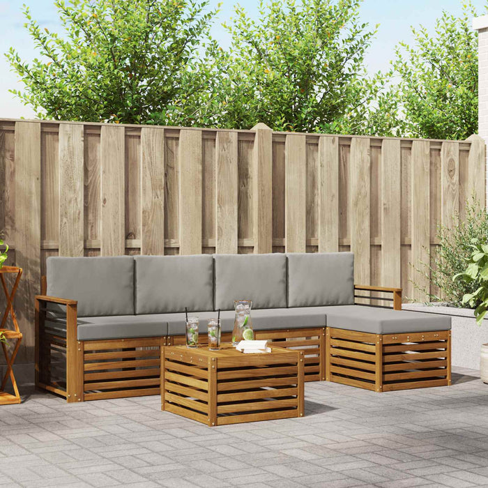 Set de canapele de exterior 6 pcs Gri natural și deschis - WALTI WALTI
