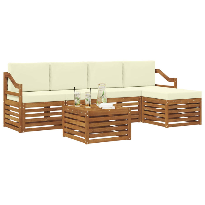 Seturi de canapele 6 pcs Natural și Crem Lemn Solid de Acacia - WALTI WALTI