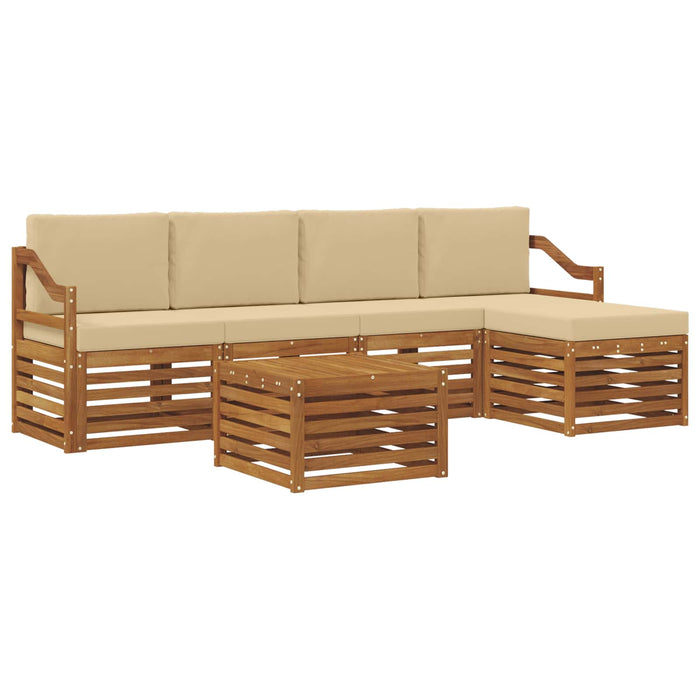 Seturi de canapele 6 pcs Natural și Bej Lemn Solid de Acacia - WALTI WALTI