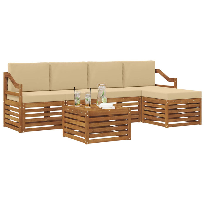 Seturi de canapele 6 pcs Natural și Bej Lemn Solid de Acacia - WALTI WALTI