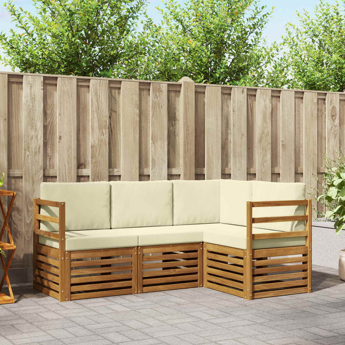 Seturi de canapele 4 pcs Natural și Crem Lemn Solid de Acacia - WALTI WALTI