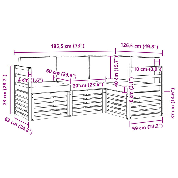 Seturi de canapele 4 pcs Natural și Bej Lemn Solid de Acacia - WALTI WALTI