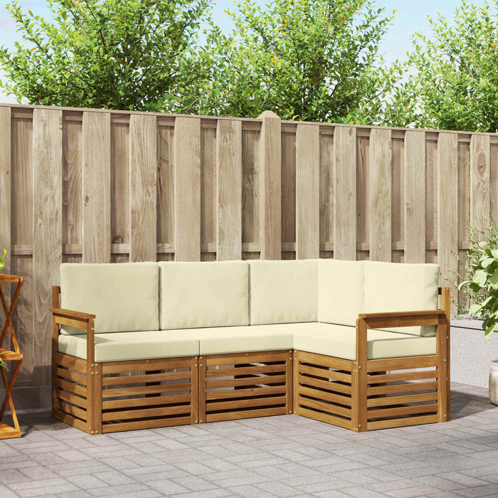 Seturi de canapele 4 pcs Natural și Crem Lemn Solid de Acacia - WALTI WALTI