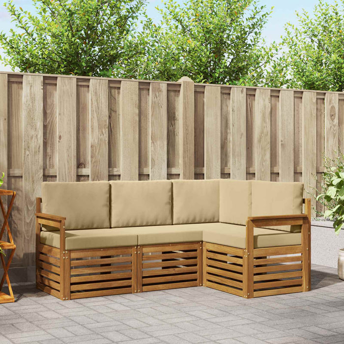 Seturi de canapele 4 pcs Natural și Bej Lemn Solid de Acacia - WALTI WALTI
