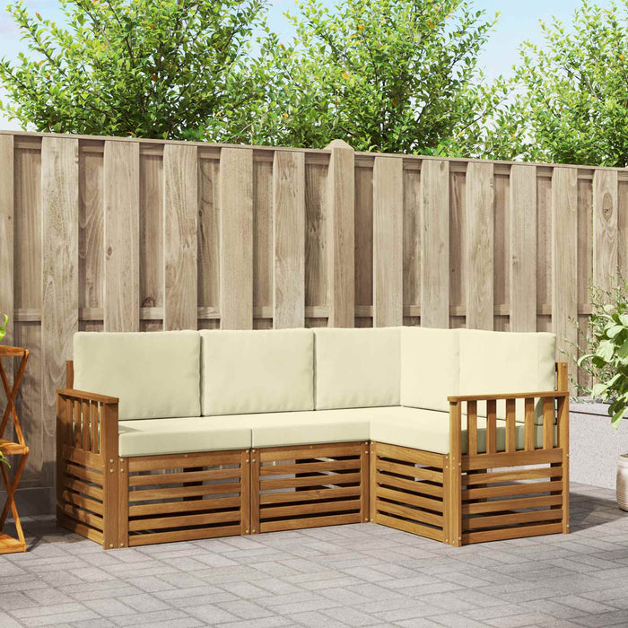 Seturi de canapele 4 pcs Natural și Crem Lemn Solid de Acacia - WALTI WALTI