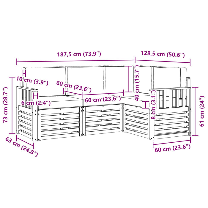Seturi de canapele cu pernă 4 pcs Gri natural și deschis - WALTI WALTI