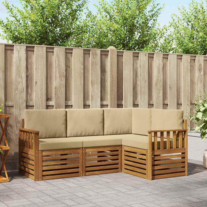 Seturi de canapele 4 pcs Natural și Bej Lemn Solid de Acacia - WALTI WALTI