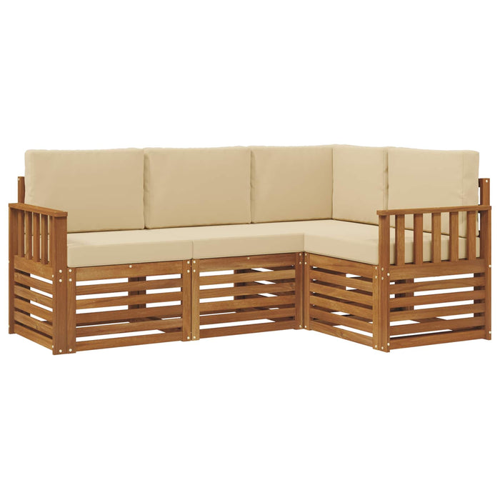 Seturi de canapele 4 pcs Natural și Bej Lemn Solid de Acacia - WALTI WALTI