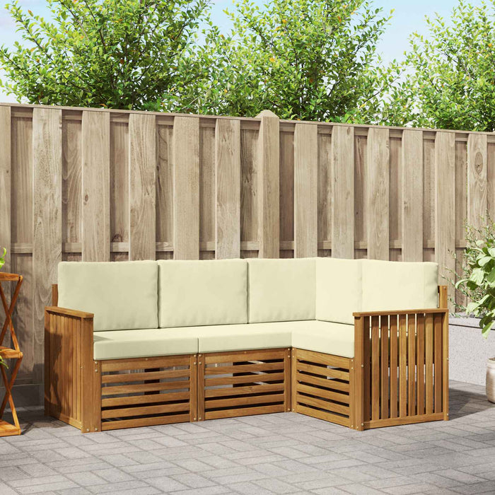 Seturi de canapele 4 pcs Natural și Crem Lemn Solid de Acacia - WALTI WALTI