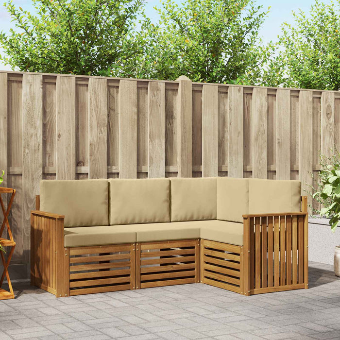 Seturi de canapele 4 pcs Natural și Bej Lemn Solid de Acacia - WALTI WALTI
