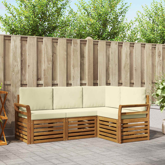 Seturi de canapele 4 pcs Natural și Crem Lemn Solid de Acacia - WALTI WALTI