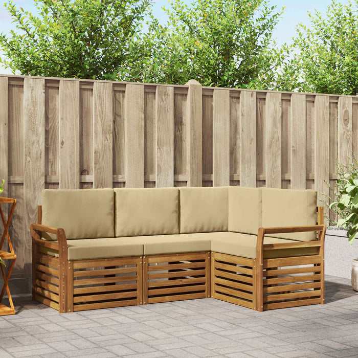 Seturi de canapele 4 pcs Natural și Bej Lemn Solid de Acacia - WALTI WALTI