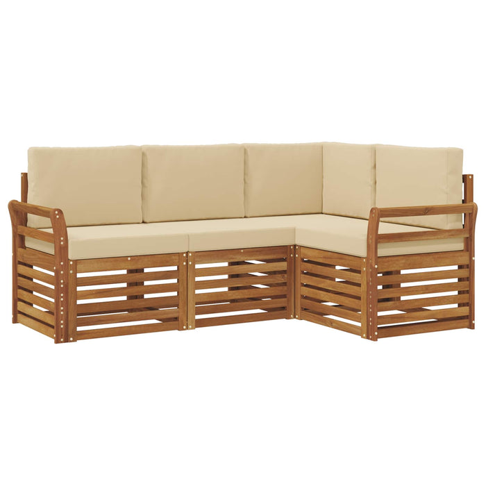 Seturi de canapele 4 pcs Natural și Bej Lemn Solid de Acacia - WALTI WALTI