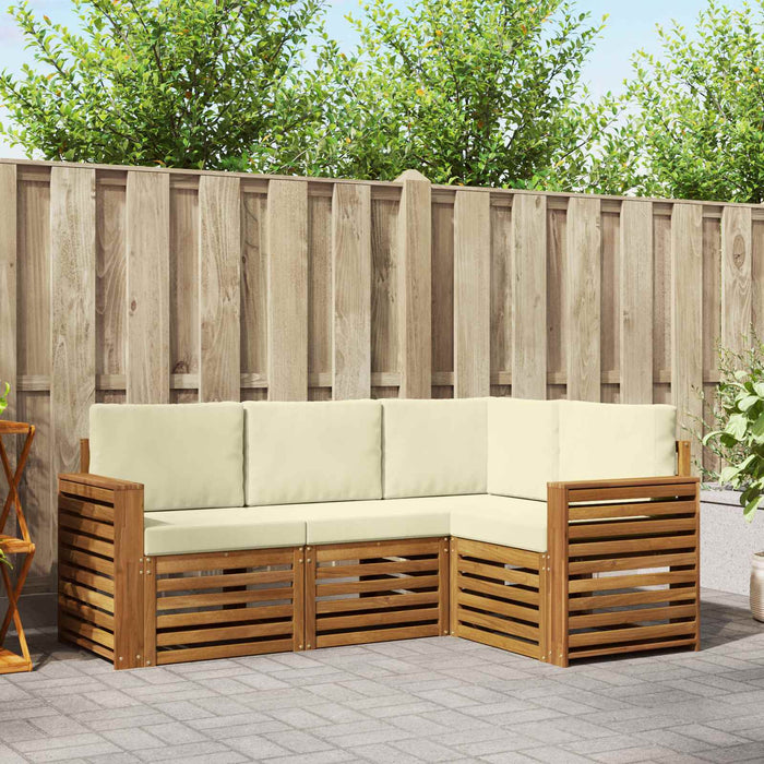 Seturi de canapele 4 pcs Natural și Crem Lemn Solid de Acacia - WALTI WALTI