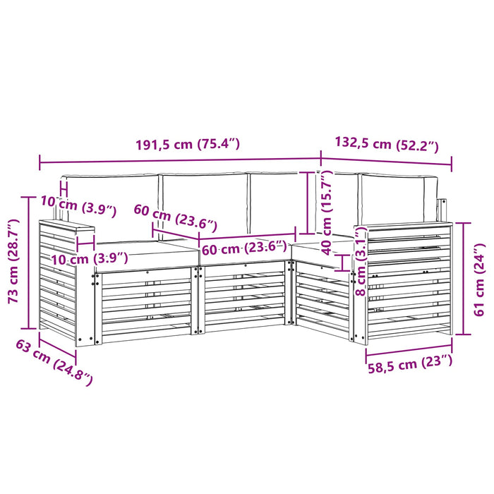 Seturi de canapele 4 pcs Natural și Crem Lemn Solid de Acacia - WALTI WALTI