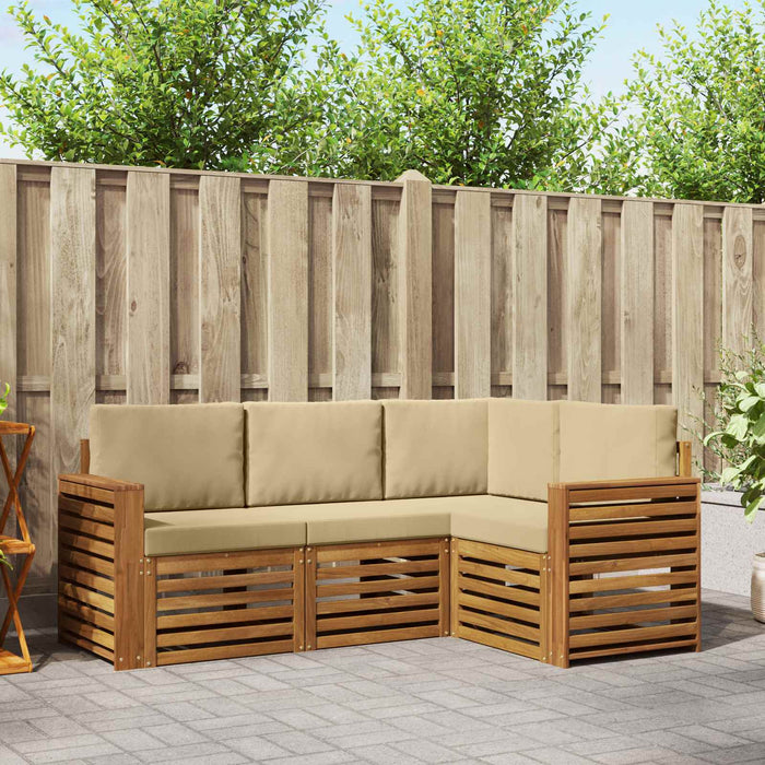 Seturi de canapele 4 pcs Natural și Bej Lemn Solid de Acacia - WALTI WALTI