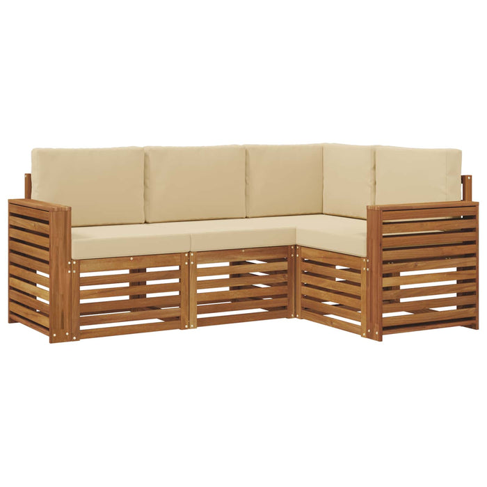 Seturi de canapele 4 pcs Natural și Bej Lemn Solid de Acacia - WALTI WALTI