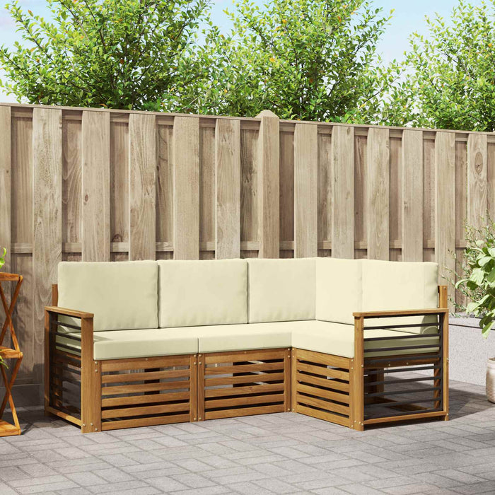 Seturi de canapele 4 pcs Natural și Crem Lemn Solid de Acacia - WALTI WALTI