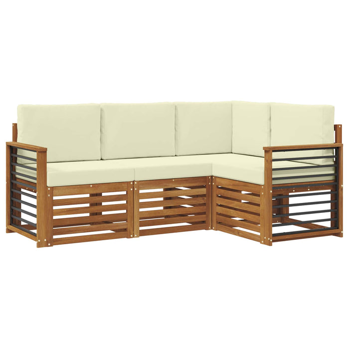Seturi de canapele 4 pcs Natural și Crem Lemn Solid de Acacia - WALTI WALTI