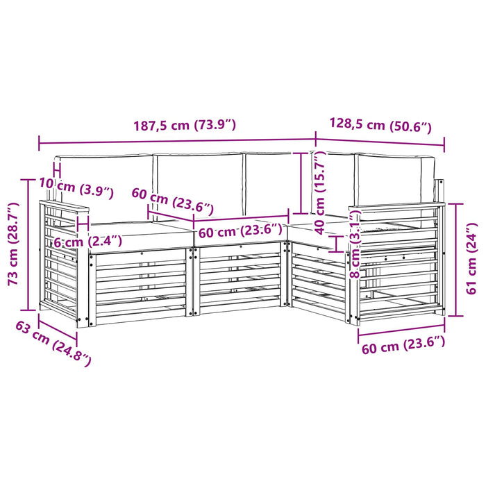 Seturi de canapele cu pernă 4 pcs Natural și Antracit - WALTI WALTI