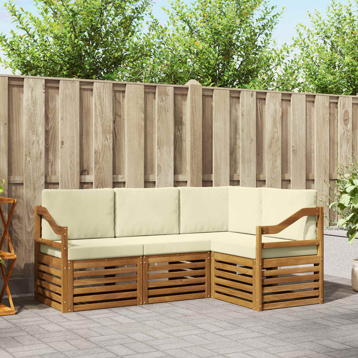 Seturi de canapele 4 pcs Natural și Crem Lemn Solid de Acacia - WALTI WALTI