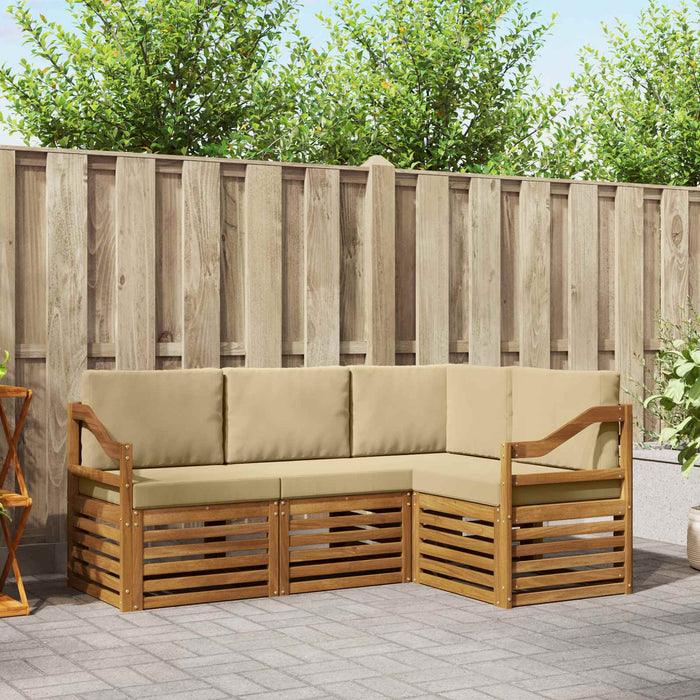 Seturi de canapele 4 pcs Natural și Bej Lemn Solid de Acacia - WALTI WALTI