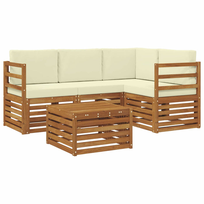 Seturi de canapele 5 pcs Natural și Crem Lemn Solid de Acacia - WALTI WALTI