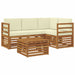 Seturi de canapele 5 pcs Natural și Crem Lemn Solid de Acacia - WALTI WALTI