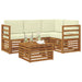Seturi de canapele 5 pcs Natural și Crem Lemn Solid de Acacia - WALTI WALTI