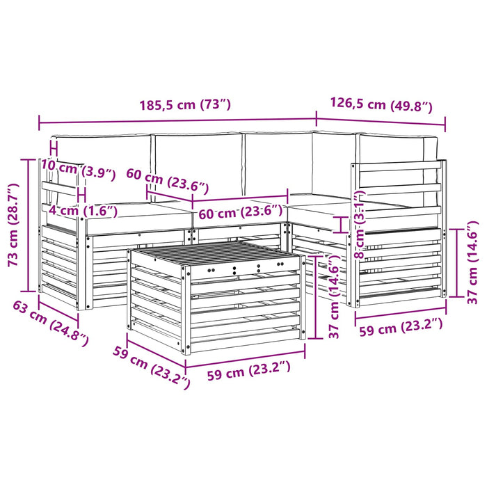 Seturi de canapele cu pernă 5 pcs Gri natural și deschis - WALTI WALTI