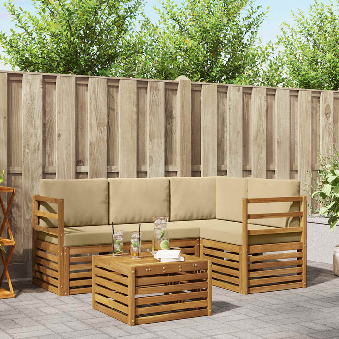 Seturi de canapele 5 pcs Natural și Bej Lemn Solid de Acacia - WALTI WALTI