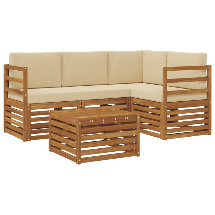 Seturi de canapele 5 pcs Natural și Bej Lemn Solid de Acacia - WALTI WALTI
