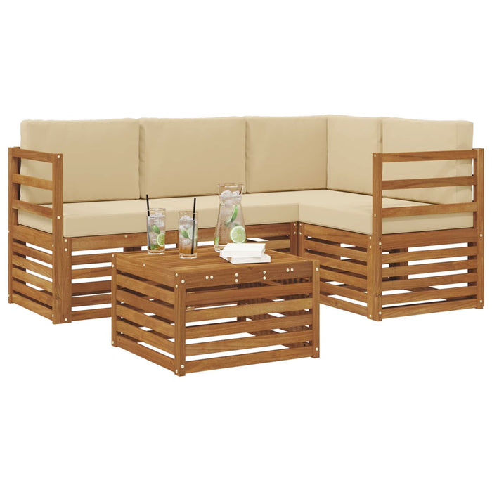Seturi de canapele 5 pcs Natural și Bej Lemn Solid de Acacia - WALTI WALTI