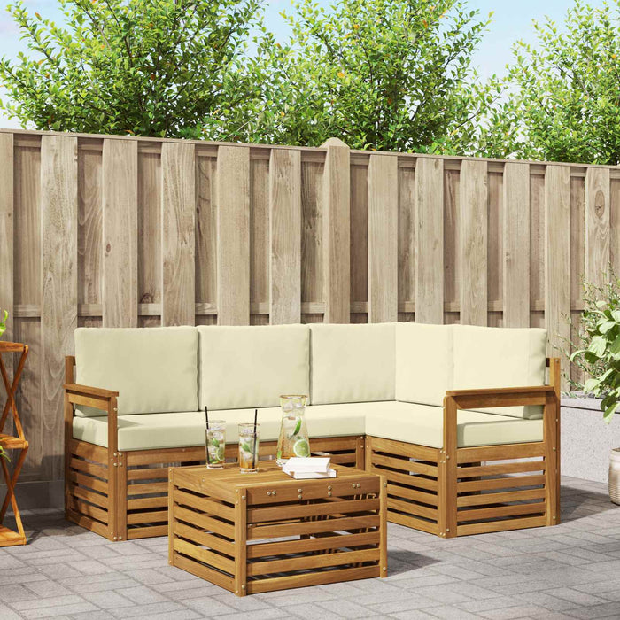 Seturi de canapele 5 pcs Natural și Crem Lemn Solid de Acacia - WALTI WALTI
