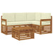 Seturi de canapele 5 pcs Natural și Crem Lemn Solid de Acacia - WALTI WALTI